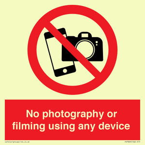 No photography or filming using any device
